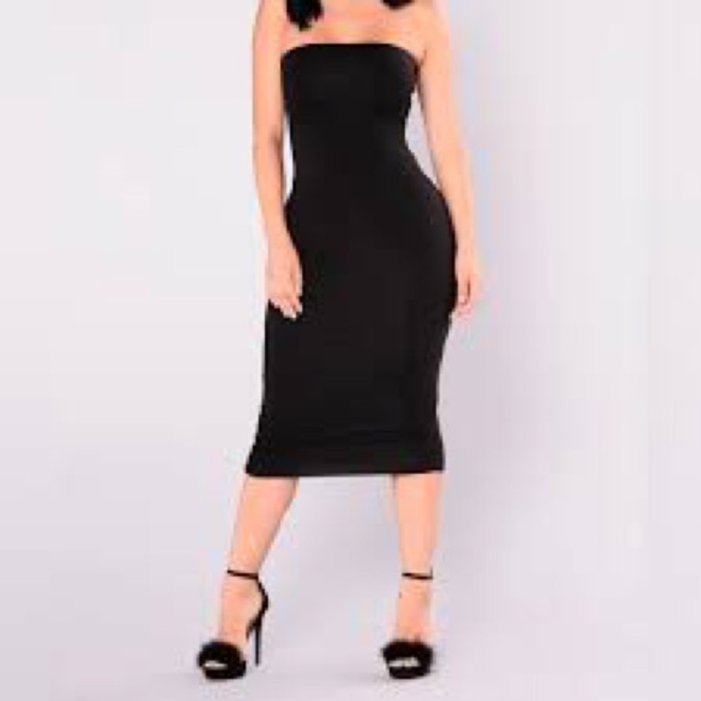 Fashion Nova Black Midi Tube dress